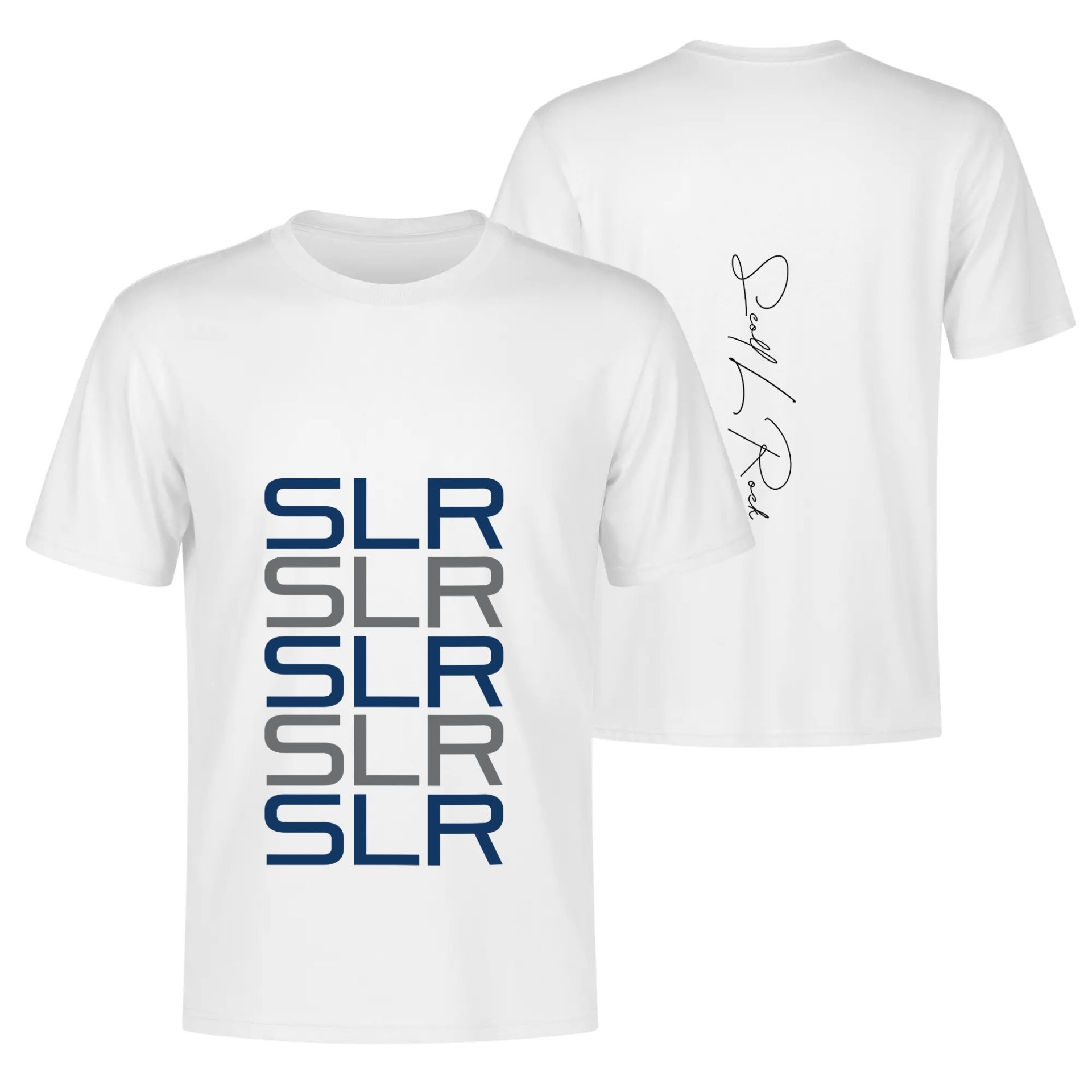 SLR Red, White, Blue Logo Men’s Cotton Front & Back T-Shirt - Image 4