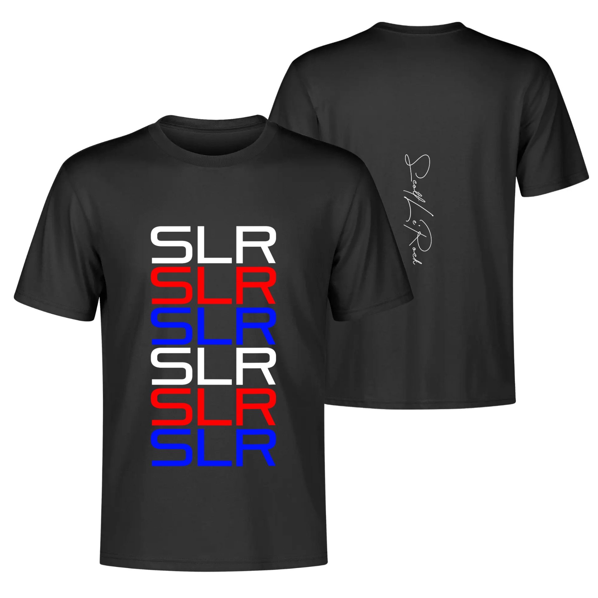 SLR Red, White, Blue Logo Men’s Cotton Front & Back T-Shirt