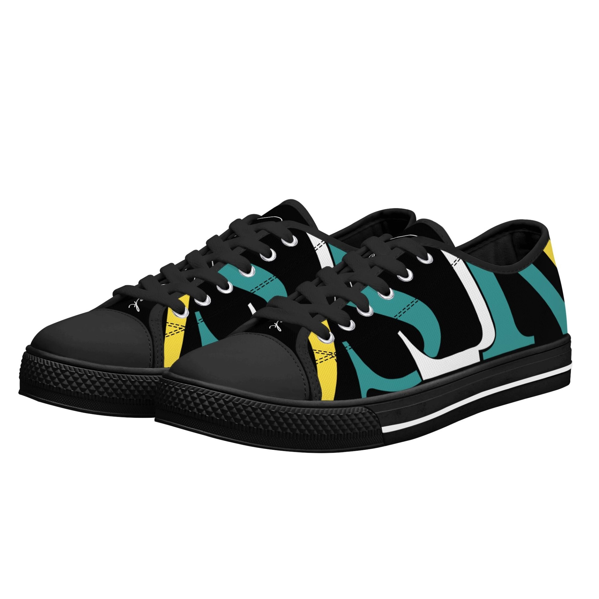 SLR BLACK/GOLD TRI-COLOR LOGO Low Top Canvas Shoes