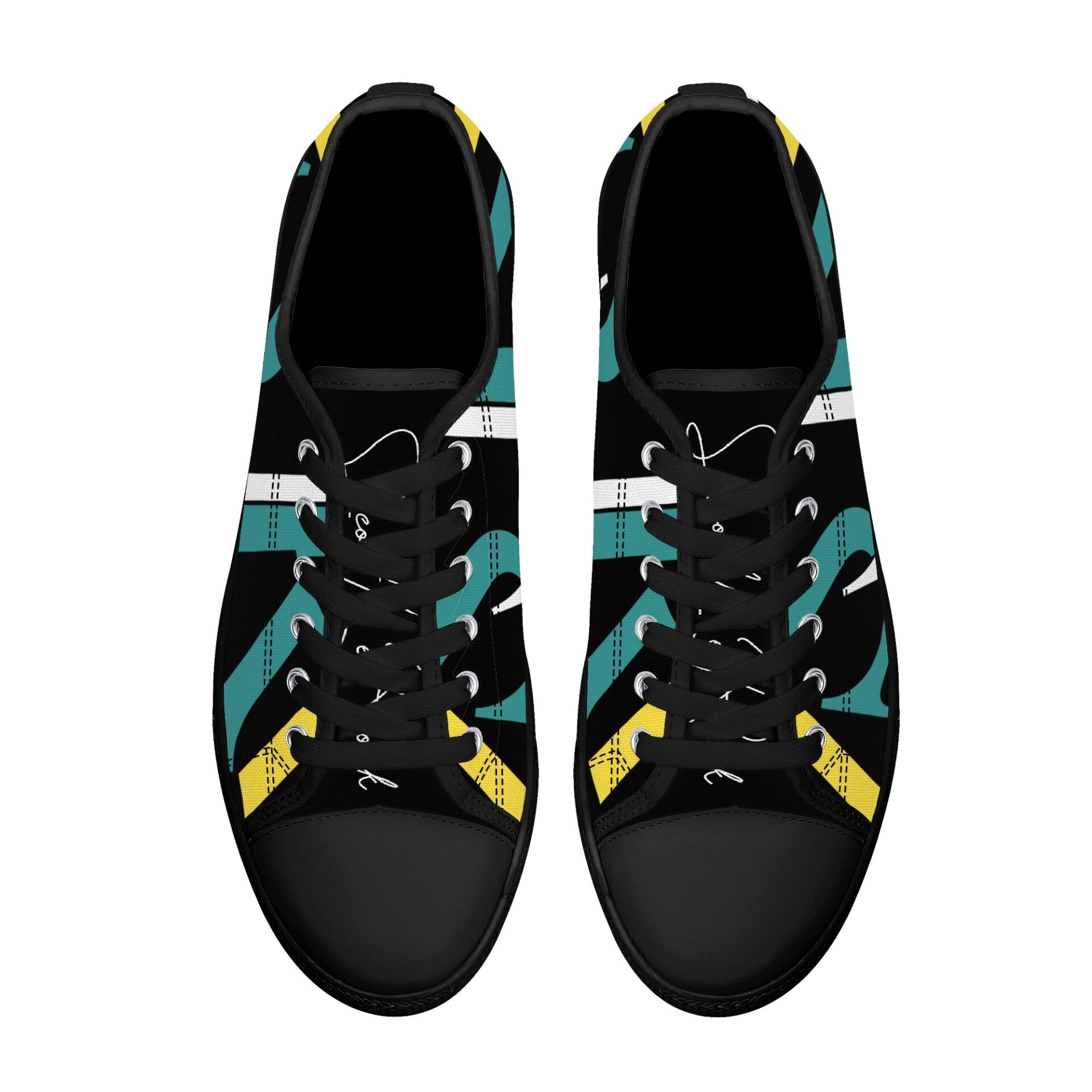 SLR BLACK/GOLD TRI-COLOR LOGO Low Top Canvas Shoes - Image 2