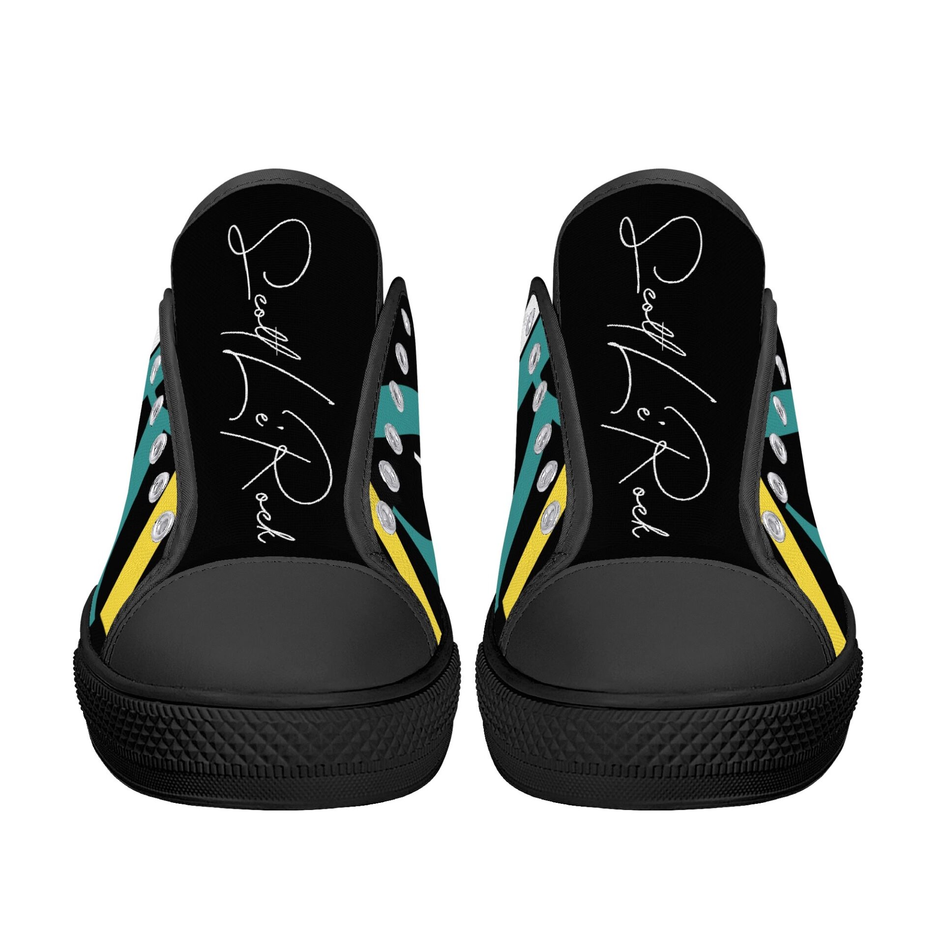 SLR BLACK/GOLD TRI-COLOR LOGO Low Top Canvas Shoes - Image 3