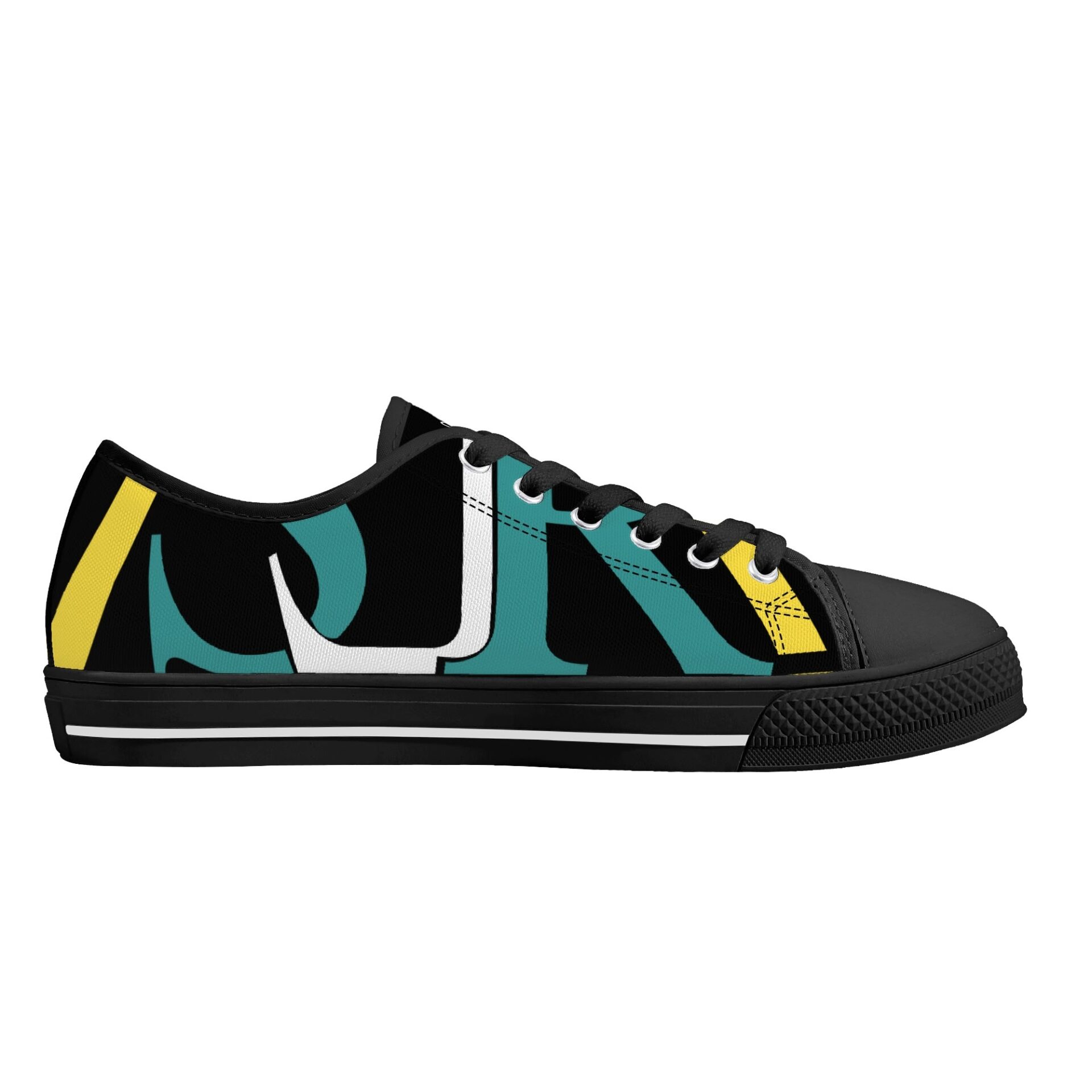 SLR BLACK/GOLD TRI-COLOR LOGO Low Top Canvas Shoes - Image 4