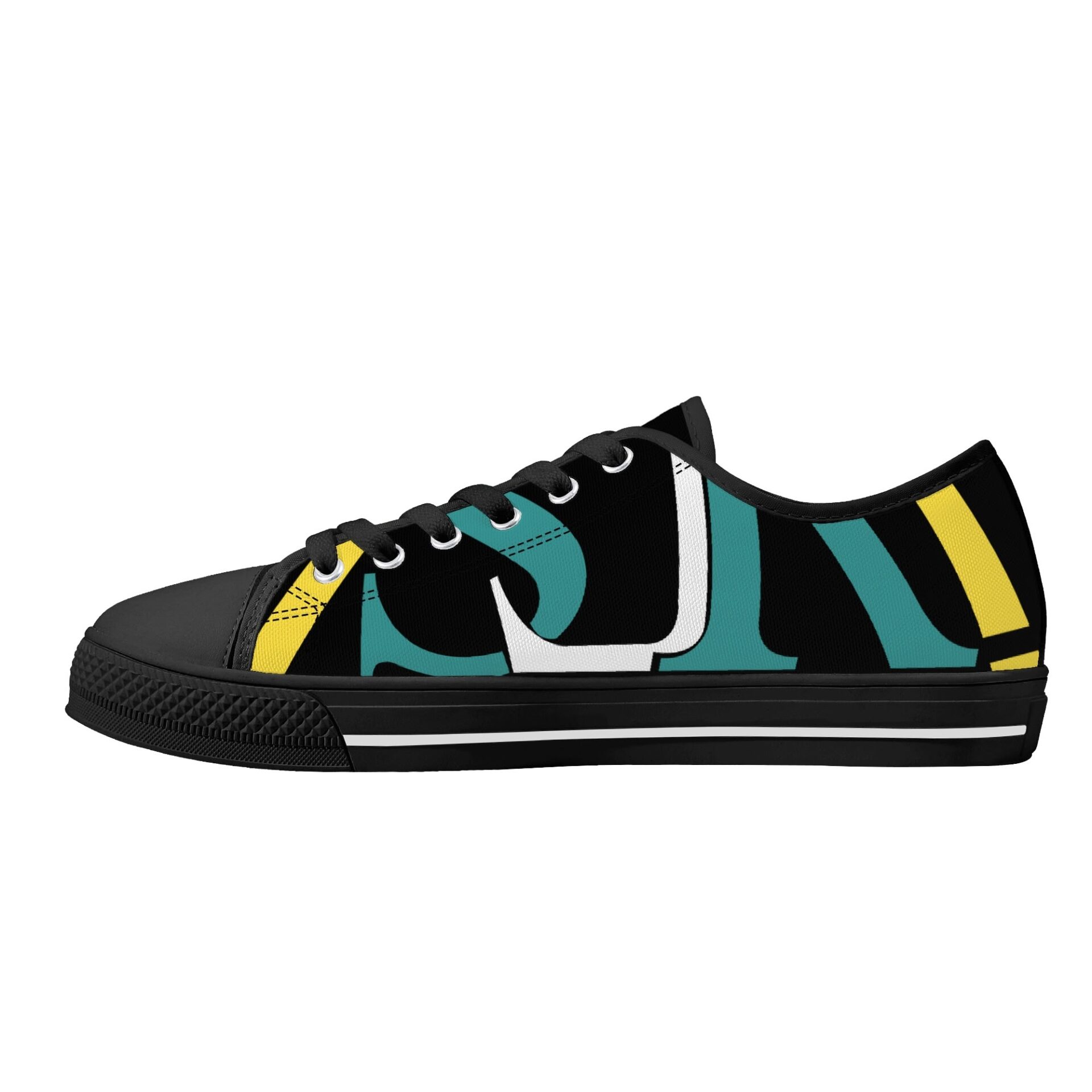 SLR BLACK/GOLD TRI-COLOR LOGO Low Top Canvas Shoes - Image 5