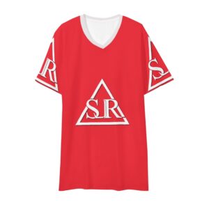 SLR Men’s RED/WHITE Short Sleeve V Neck T-shirt